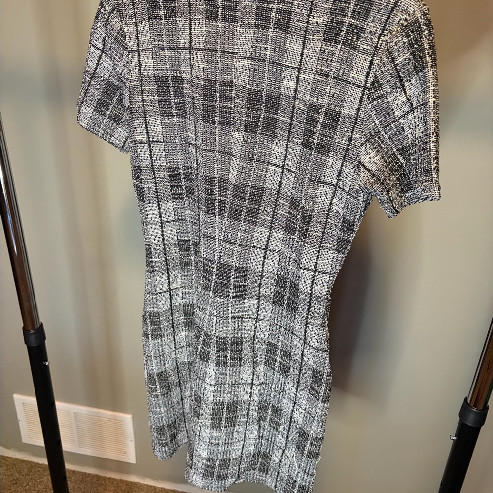 Chic Black and White Plaid Dress